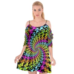 3d Grateful Dead 90 s Neon Dancing Bears Cutout Spaghetti Strap Chiffon Dress by Perong