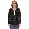 Enigmatic Demon Black and White Pattern Zip Up Long Sleeve Blouse View1