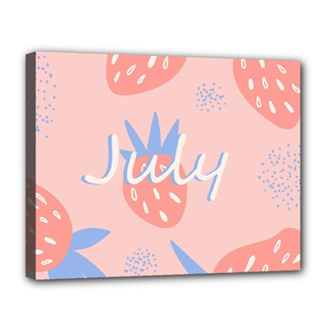 July Summer Strawberry Pink Berry Canvas 14  X 11  (stretched) by Grandong