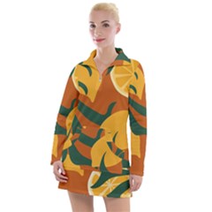 Lemon Citrus Fruit Summer Painting Drawing Women s Long Sleeve Casual Dress by Grandong