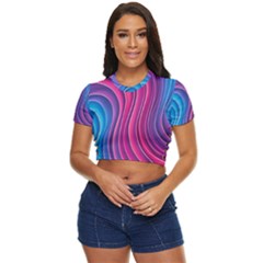 Spiral Swirl Pattern Light Circle Side Button Cropped T-shirt by Ndabl3x