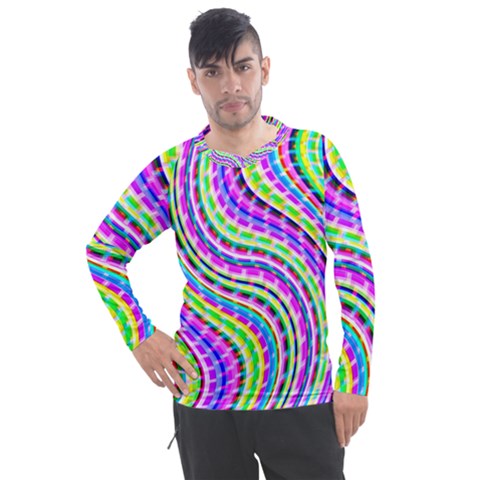 Neon Trippy Swirls Twirls Design Men s Pique Long Sleeve T-shirt by Salmanaz77