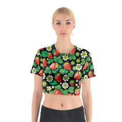 Strawberries Pattern Cotton Crop Top by Salmanaz77