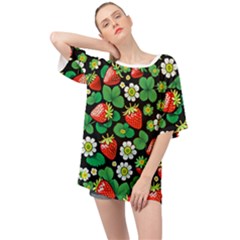 Strawberries Pattern Oversized Chiffon Top by Salmanaz77