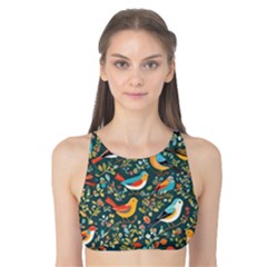 Birds Pattern Flowers Whimsical Tank Bikini Top by Salmanaz77