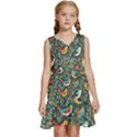 Birds Pattern Flowers Whimsical Kids  Sleeveless Tiered Mini Dress View1