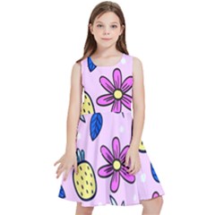 Flowers Petals Pineapples Fruit Kids  Skater Dress by Paksenen