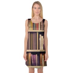 Books Bookshelves Office Fantasy Background Artwork Book Cover Apothecary Book Nook Literature Libra Sleeveless Satin Nightdress by Posterlux