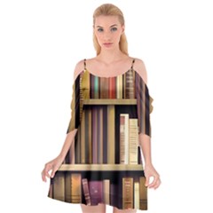 Books Bookshelves Office Fantasy Background Artwork Book Cover Apothecary Book Nook Literature Libra Cutout Spaghetti Strap Chiffon Dress by Posterlux