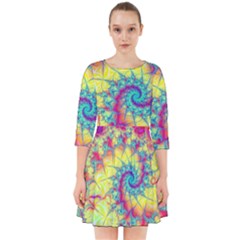 Fractal Spiral Abstract Background Vortex Yellow Smock Dress by Ket1n9