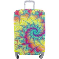 Fractal Spiral Abstract Background Vortex Yellow Luggage Cover (large) by Ket1n9