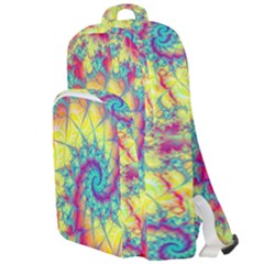 Fractal Spiral Abstract Background Vortex Yellow Double Compartment Backpack by Ket1n9