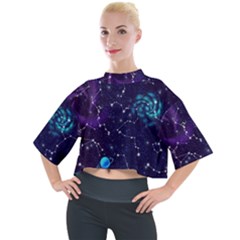 Realistic Night Sky Poster With Constellations Mock Neck T-shirt by Ket1n9