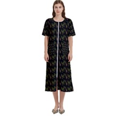 Fern Pattern 2 Black Women s Cotton Short Sleeve Nightgown by snowwhitegirl