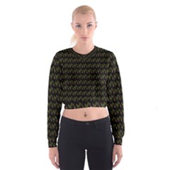 Fern Pattern 2 Black Cropped Sweatshirt by snowwhitegirl