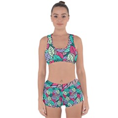 Pattern Leaves Background Nature Racerback Boyleg Bikini Set by Proyonanggan