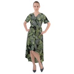 Leaves Foliage Botany Plant Front Wrap High Low Dress by Maspions