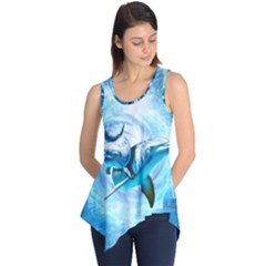 Dolphin Blue Sea Fantasy Sleeveless Tunic by Maspions