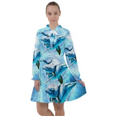 Dolphin Blue Sea Fantasy All Frills Dress by Maspions