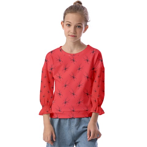 Spiders Pattern Seamless Arachnids Kids  Cuff Sleeve Top by Maspions