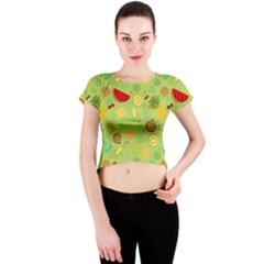 Art Fruits Pattern Crew Neck Crop Top by Maspions