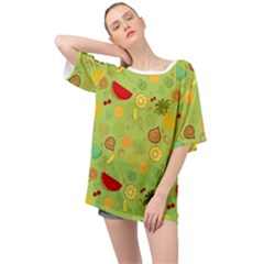 Art Fruits Pattern Oversized Chiffon Top by Maspions