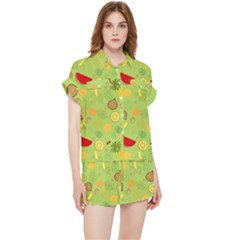 Art Fruits Pattern Chiffon Lounge Set by Maspions