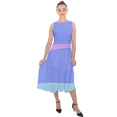 Pastel Colour, Blue, Lilac, Orange, Pastel, Pink, Romance Midi Tie-back Chiffon Dress by kyorashop23