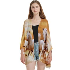 Seven Horses, Sun Open Front 3/4 Sleeve Batwing Chiffon Cardigan Kimono by kyorashop23