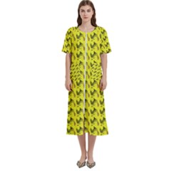 Fern Pattern 2 Yellow Women s Cotton Short Sleeve Nightgown by snowwhitegirl