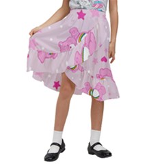 Cheer Bear Pink, Care, Care Bears, Cartoon Kids  Ruffle Flared Wrap Midi Skirt by kyorashop23