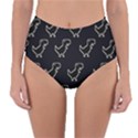 Cute Black, Dinosaur Reversible High-Waist Bikini Bottoms View1