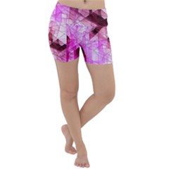 Pink Abstract Lineart Lightweight Velour Yoga Shorts by Maspions