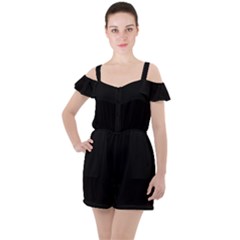 Plain Black Black Ruffle Cut Out Chiffon Playsuit by kyorashop23