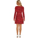 Red Roses , Red Buds, Red Roses Long Sleeve Wide Neck Velvet Dress View4