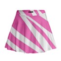 White Pink Stripes, Pattern Mini Flare Skirt View1