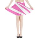 White Pink Stripes, Pattern Mini Flare Skirt View3