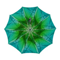 3d Leaves Texture Sheet Blue Green Automatic Folding Umbrella With Case (large) by Cemarart