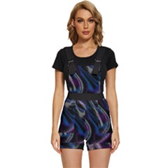 Multicolored Abstract Dynamic Shapes Print Short Overalls by dflcprintsclothing