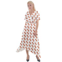 Kawaii Pumpkin Patt White Cross Front Sharkbite Hem Maxi Dress by snowwhitegirl