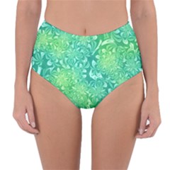 Retro Flower Pattern Design Batik Reversible High-waist Bikini Bottoms by Posterlux