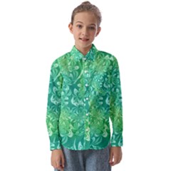 Retro Flower Pattern Design Batik Kids  Long Sleeve Shirt by Posterlux