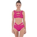 Pink Abstract Crimson Triangle Bandaged Up Bikini Set  View1