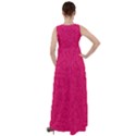 Pink Abstract Crimson Triangle Empire Waist Velour Maxi Dress View2