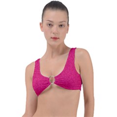 Pink Abstract Crimson Triangle Ring Detail Bikini Top by Posterlux