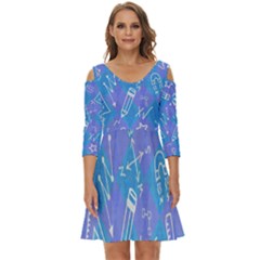 Background Abstract Texture Pattern Shoulder Cut Out Zip Up Dress by Posterlux