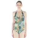 Leaves Pattern Flora Nature Halter Swimsuit View1