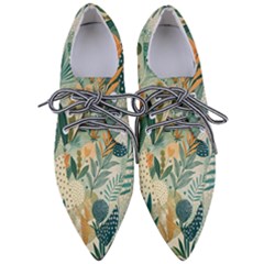 Leaves Pattern Flora Nature Pointed Oxford Shoes by Posterlux