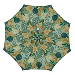 Leaves Pattern Flora Nature Automatic Folding Umbrella With Case (medium) by Posterlux