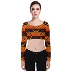 Art Pattern Design Wallpaper Velvet Long Sleeve Crop Top by Posterlux